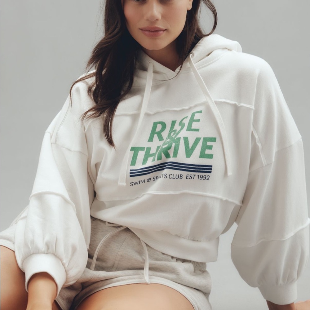 NWT White Hoodie with Green and Blue Graphic